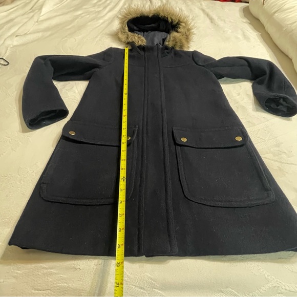 J Crew Mercantile Vail Parka Hooded Faux Fur Wool Coat Women's Size‎ 0 - Picture 12 of 16